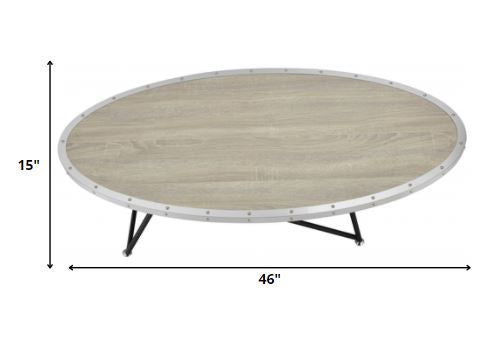 HomeRoots 46' x 23' x 15' Weathered Gray Oak Particle Board Coffee Table
