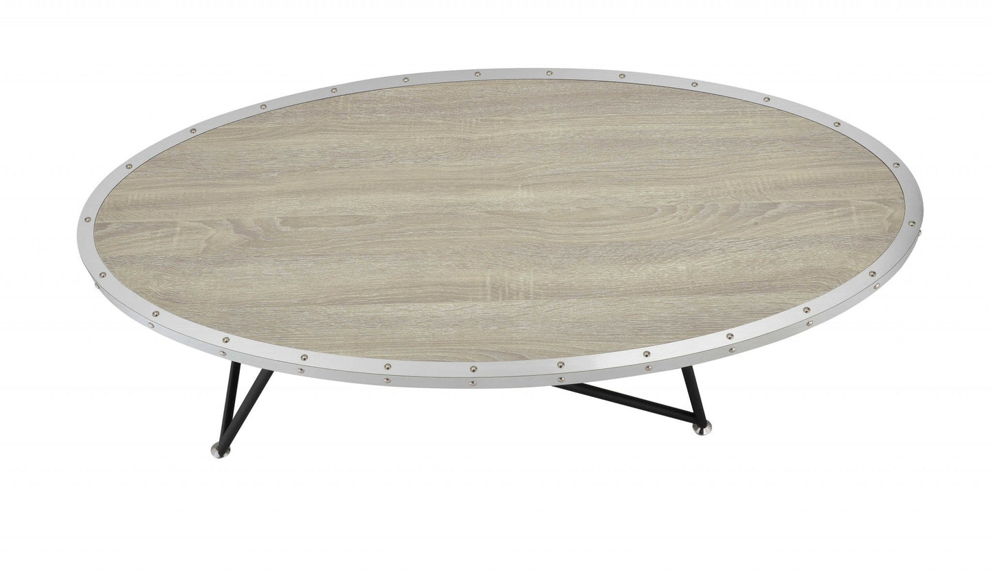 HomeRoots 46' x 23' x 15' Weathered Gray Oak Particle Board Coffee Table