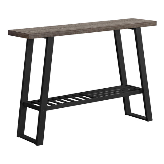 HomeRoots 47" A Frame Console Table With Storage in Taupe and Black Finish