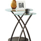 HomeRoots 47" Clear Glass Round Nested Tables With Brown Finish