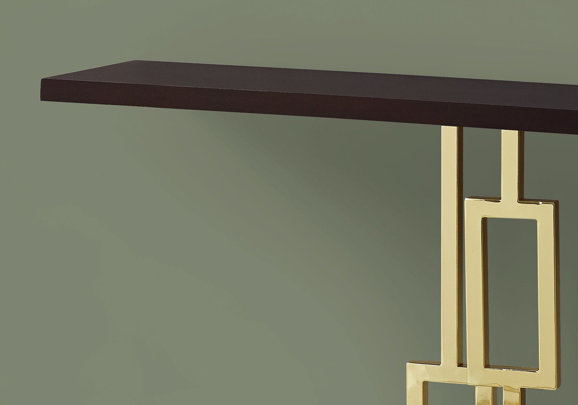 HomeRoots 47" Floor Shelf Console Table With Storage in Brown Finish