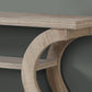 HomeRoots 47" Floor Shelf Console Table With Storage in Taupe Finish