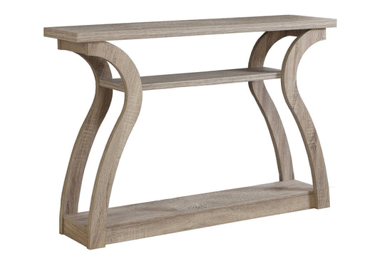 HomeRoots 47" Floor Shelf Console Table With Storage in Taupe Finish