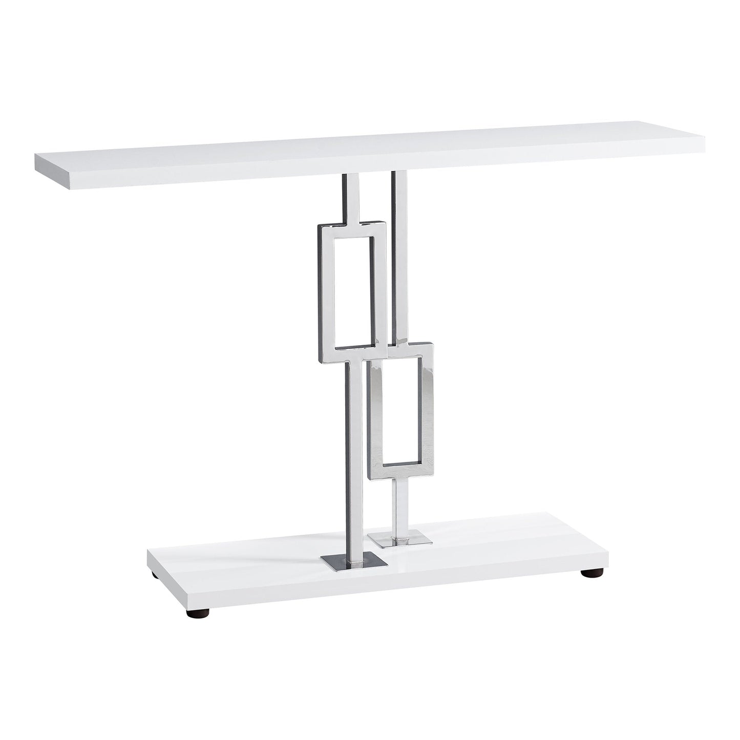 HomeRoots 47" Floor Shelf Console Table With Storage in White Finish