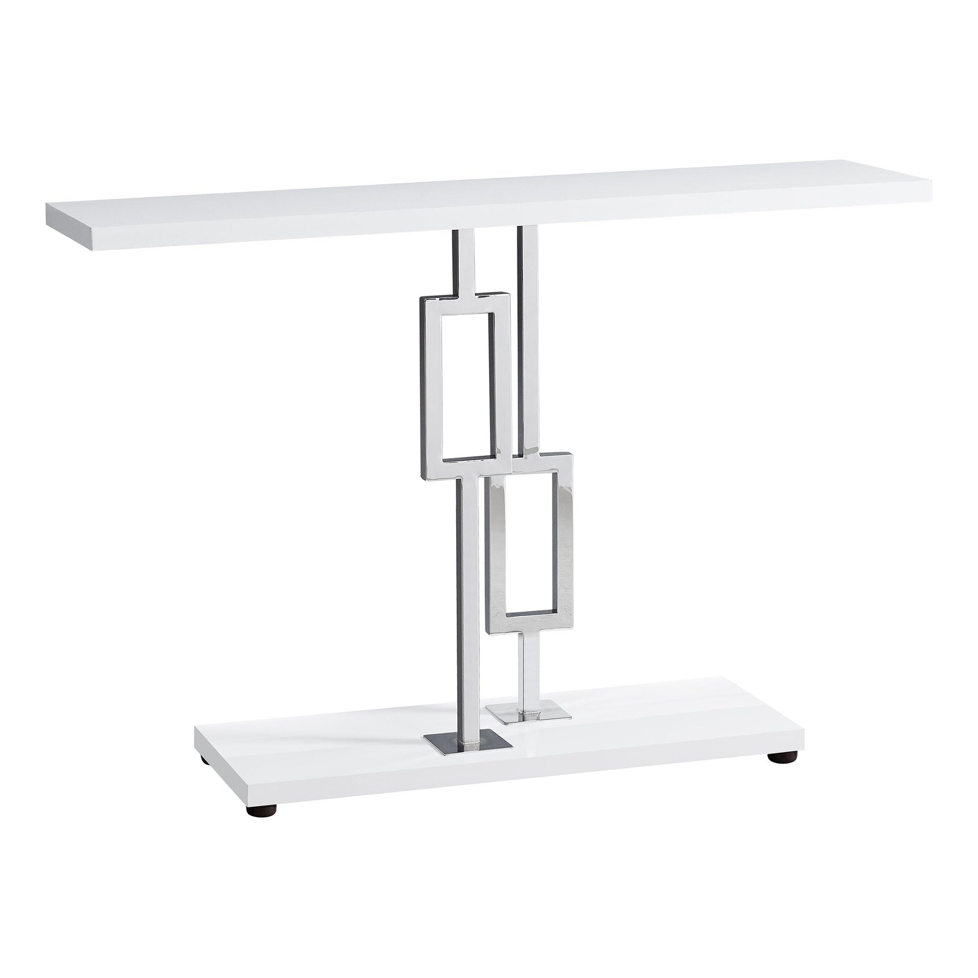 HomeRoots 47" Floor Shelf Console Table With Storage in White Finish