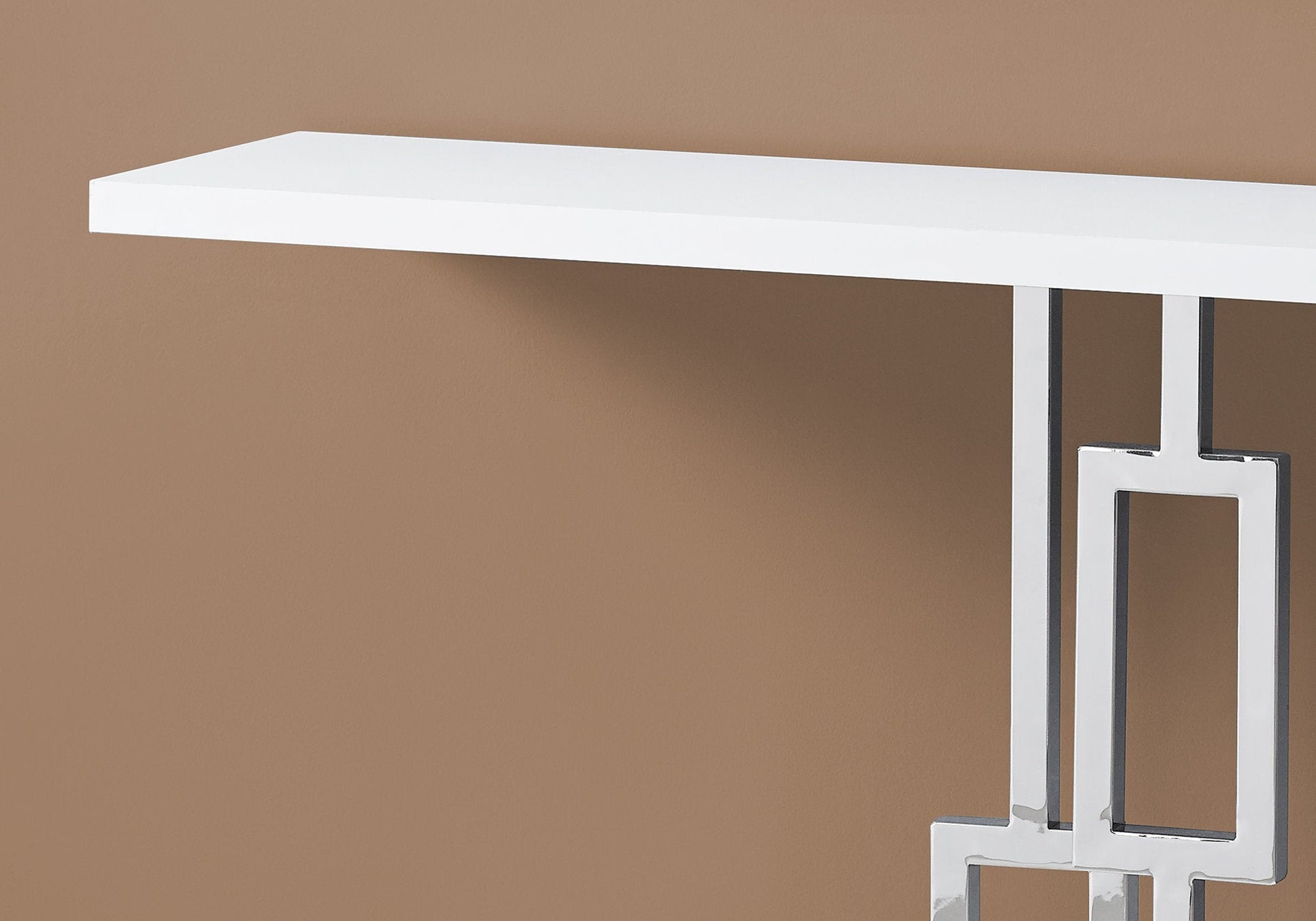 HomeRoots 47" Floor Shelf Console Table With Storage in White Finish
