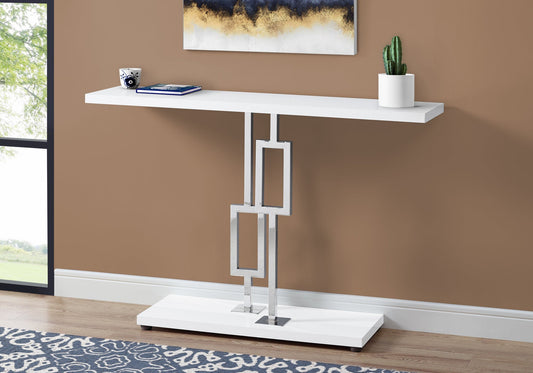HomeRoots 47" Floor Shelf Console Table With Storage in White Finish
