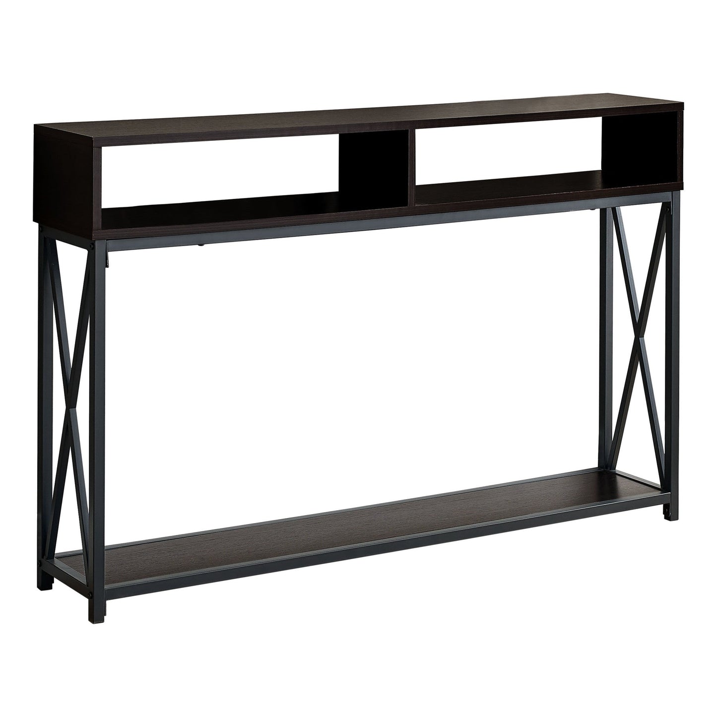 HomeRoots 47" Frame Console Table With Storage in Brown and Black Finish