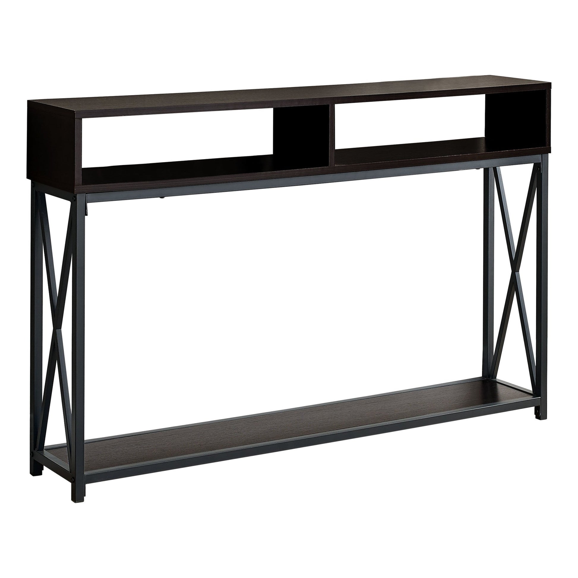 HomeRoots 47" Frame Console Table With Storage in Brown and Black Finish
