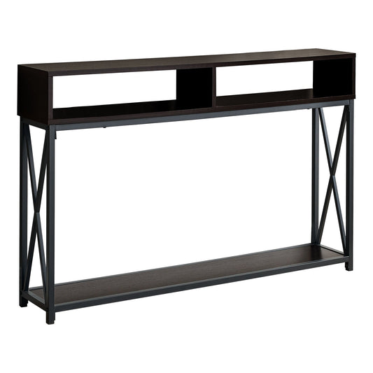 HomeRoots 47" Frame Console Table With Storage in Brown and Black Finish