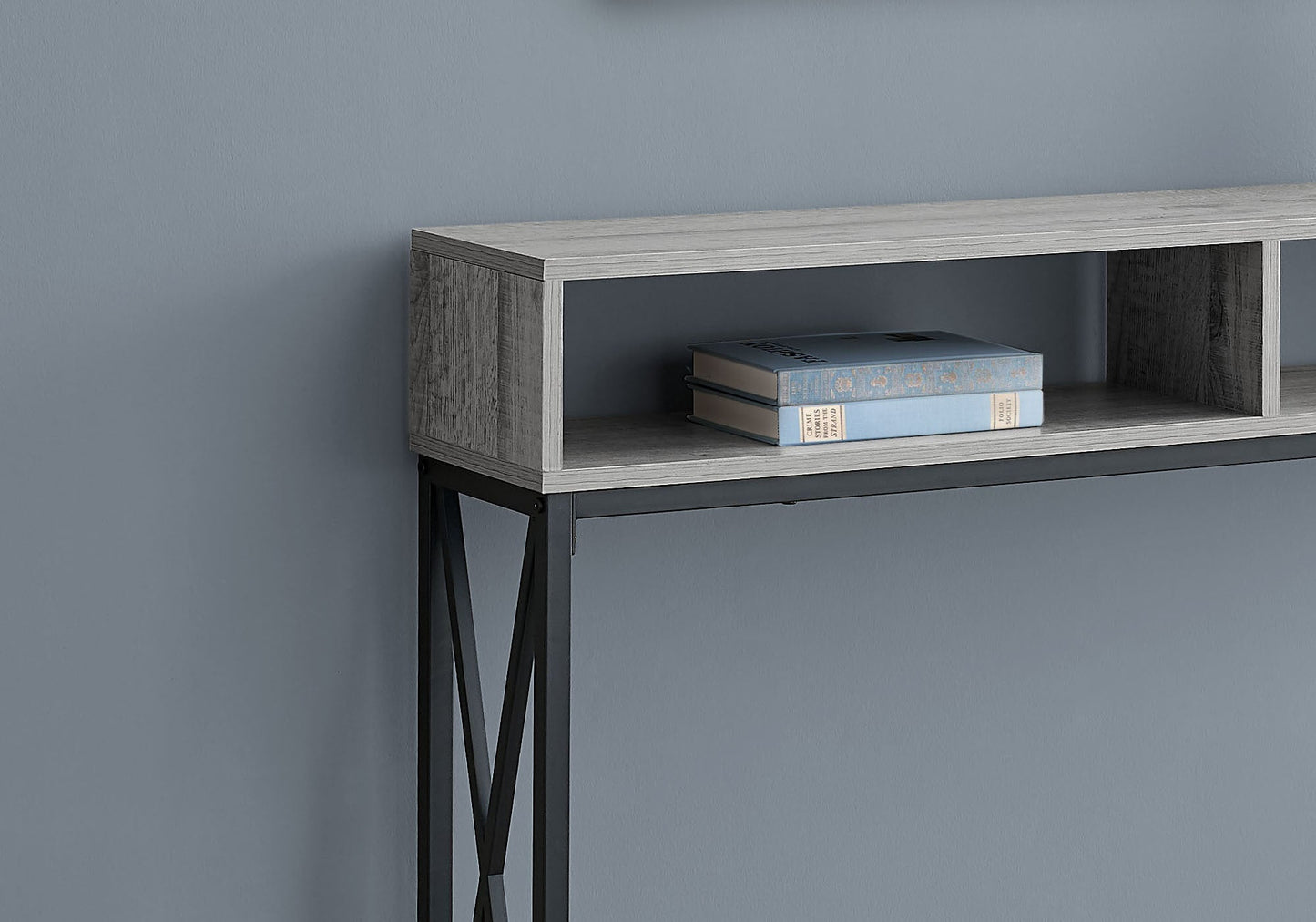 HomeRoots 47" Frame Console Table With Storage in Gray and Black Finish