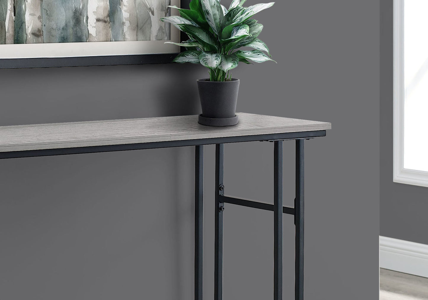 HomeRoots 47" Frame Console Table With Storage in Gray and Black Finish