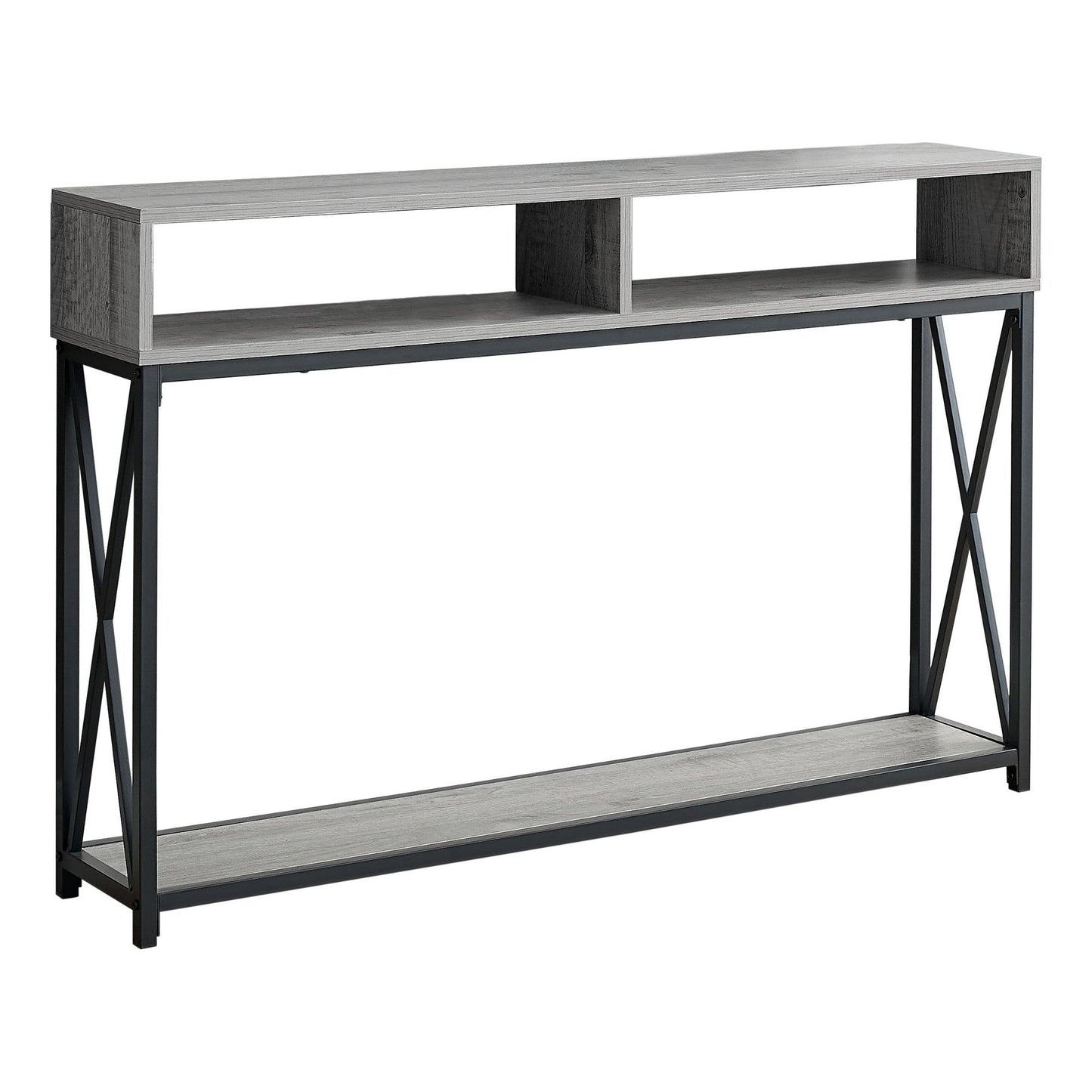 HomeRoots 47" Frame Console Table With Storage in Gray and Black Finish
