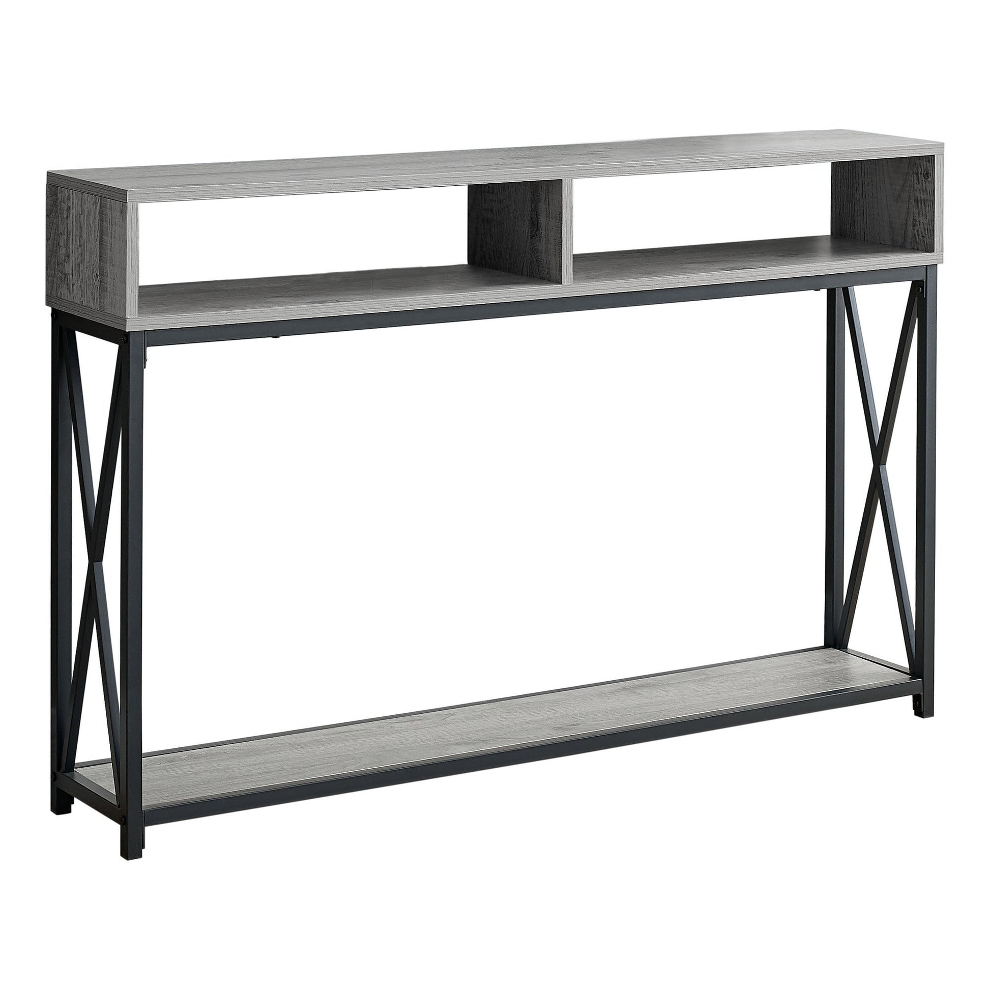 HomeRoots 47" Frame Console Table With Storage in Gray and Black Finish