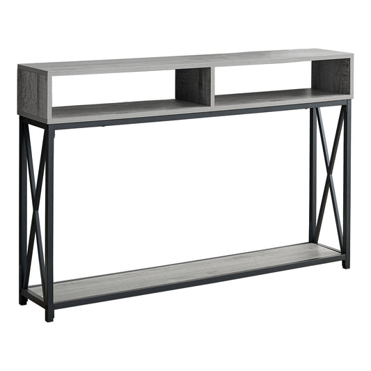 HomeRoots 47" Frame Console Table With Storage in Gray and Black Finish