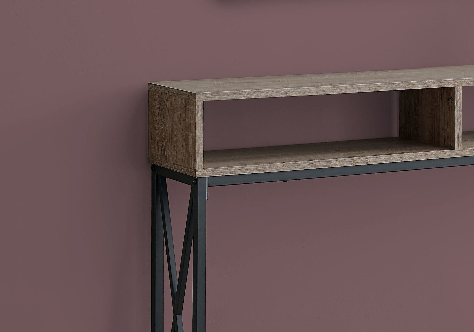 HomeRoots 47" Frame Console Table With Storage in Taupe and Black Finish