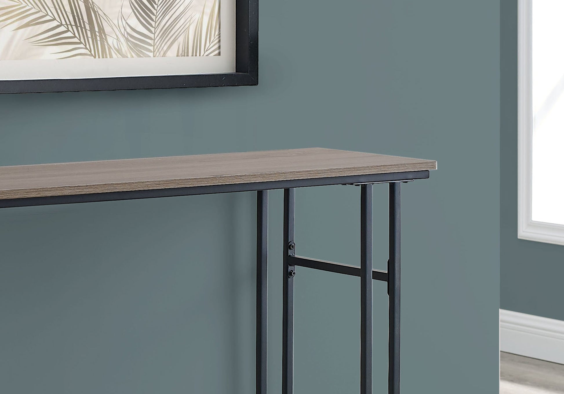 HomeRoots 47" Frame Console Table With Storage in Taupe and Black Finish