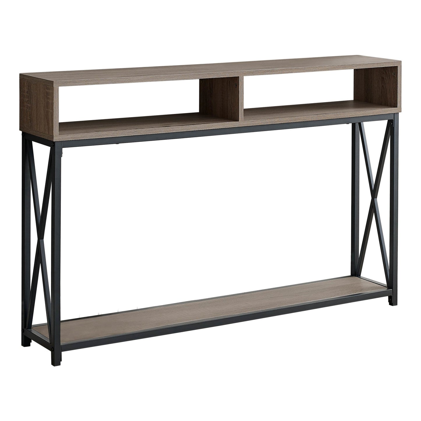 HomeRoots 47" Frame Console Table With Storage in Taupe and Black Finish