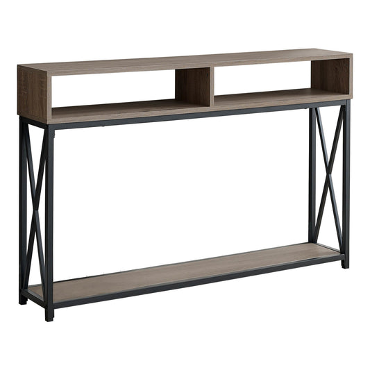 HomeRoots 47" Frame Console Table With Storage in Taupe and Black Finish