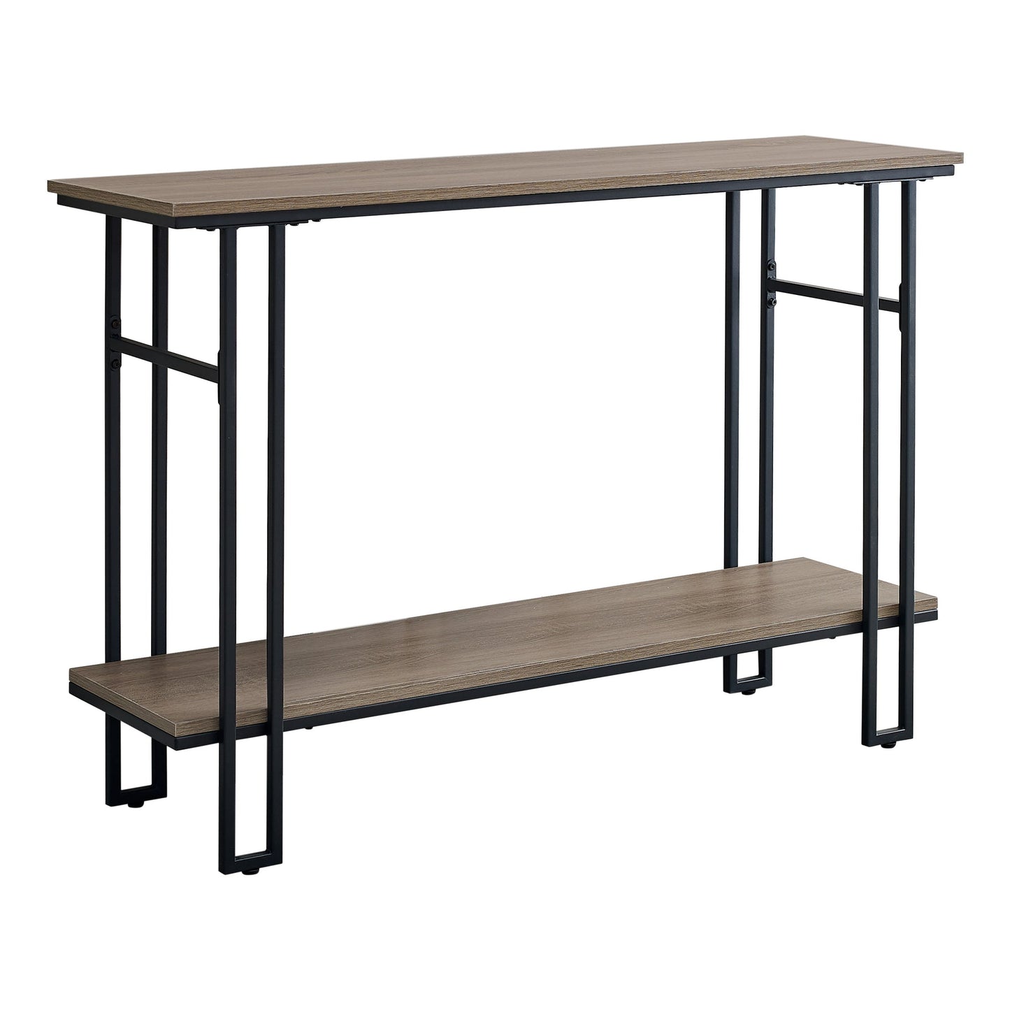 HomeRoots 47" Frame Console Table With Storage in Taupe and Black Finish