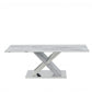 HomeRoots 47" Glass And Steel Coffee Table With White and Gray Finish