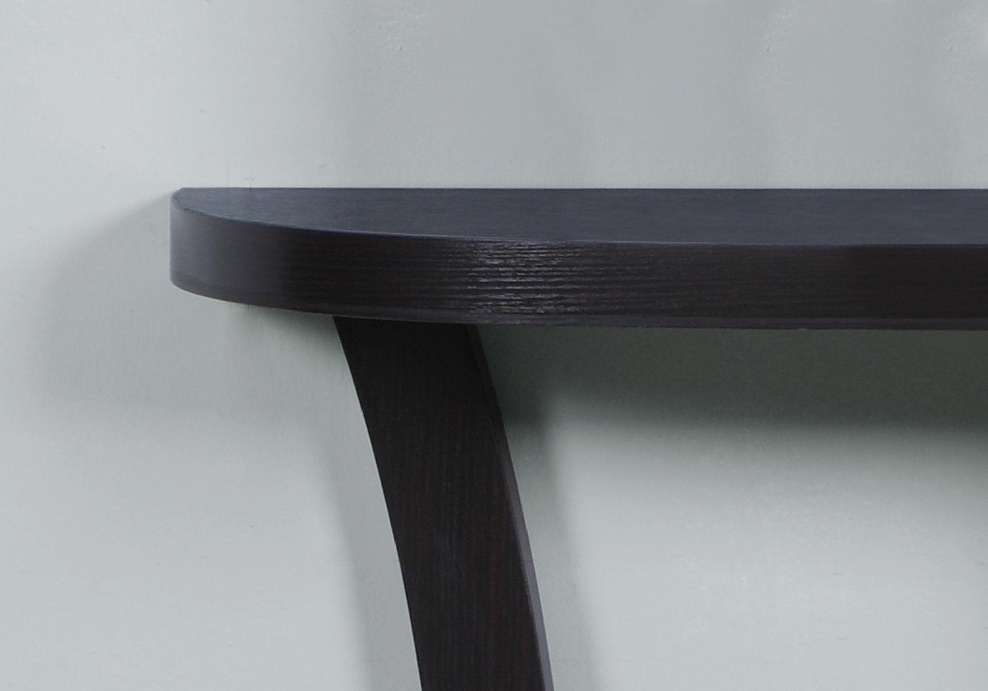 HomeRoots 47" Half Moon Three Leg Console Table With Storage in Espresso Finish