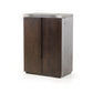 HomeRoots 47" Oak Veneer And Leatherette Wine Cabinet In Brown Finish