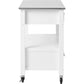 HomeRoots 47" Rolling Kitchen Island Or Bar Cart In White And Stainless Finish