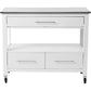 HomeRoots 47" Rolling Kitchen Island Or Bar Cart In White And Stainless Finish