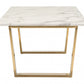 HomeRoots 47" White Faux Marble And Steel Coffee Table With Gold Base Finish
