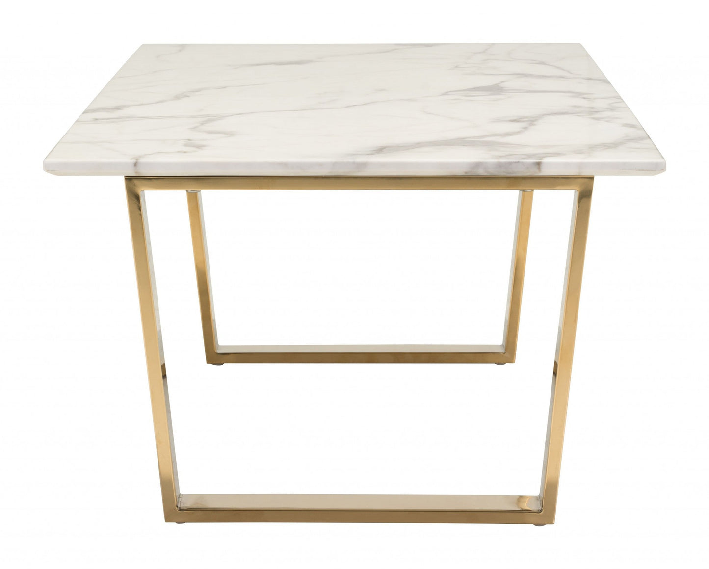 HomeRoots 47" White Faux Marble And Steel Coffee Table With Gold Base Finish