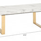 HomeRoots 47" White Faux Marble And Steel Coffee Table With Gold Base Finish
