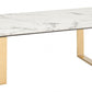HomeRoots 47" White Faux Marble And Steel Coffee Table With Gold Base Finish