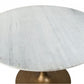 HomeRoots 47" White Marble Round Pedestal Dining Table With Gold Base Finish