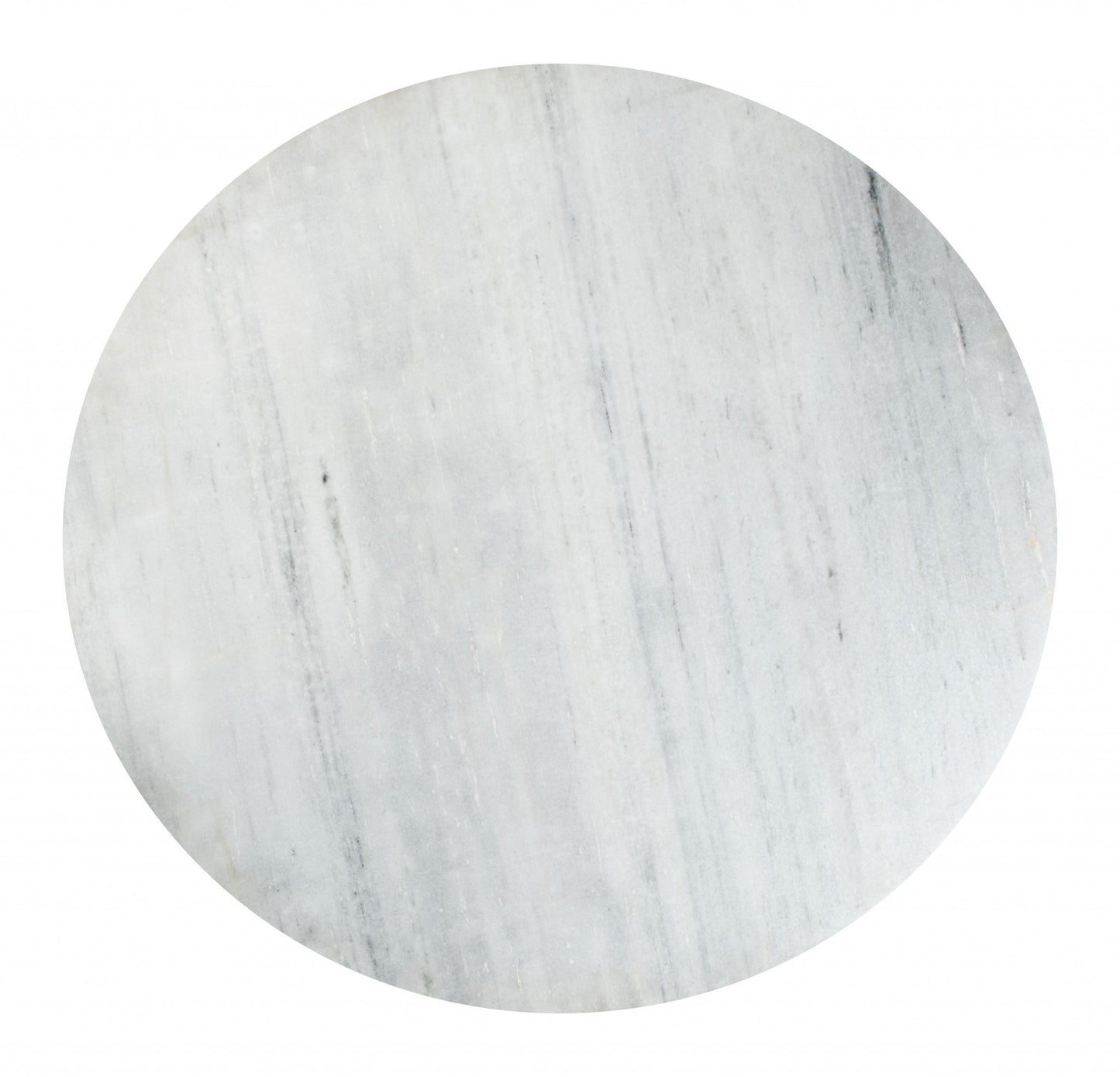 HomeRoots 47" White Marble Round Pedestal Dining Table With Gold Base Finish