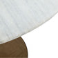 HomeRoots 47" White Marble Round Pedestal Dining Table With Gold Base Finish