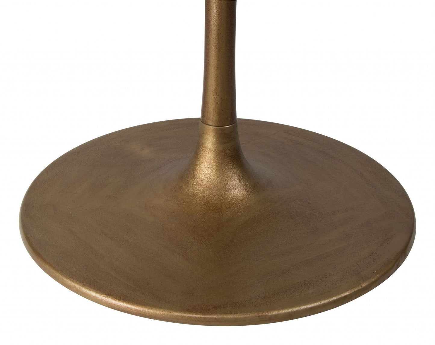 HomeRoots 47" White Marble Round Pedestal Dining Table With Gold Base Finish