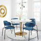 HomeRoots 47" White Marble Round Pedestal Dining Table With Gold Base Finish
