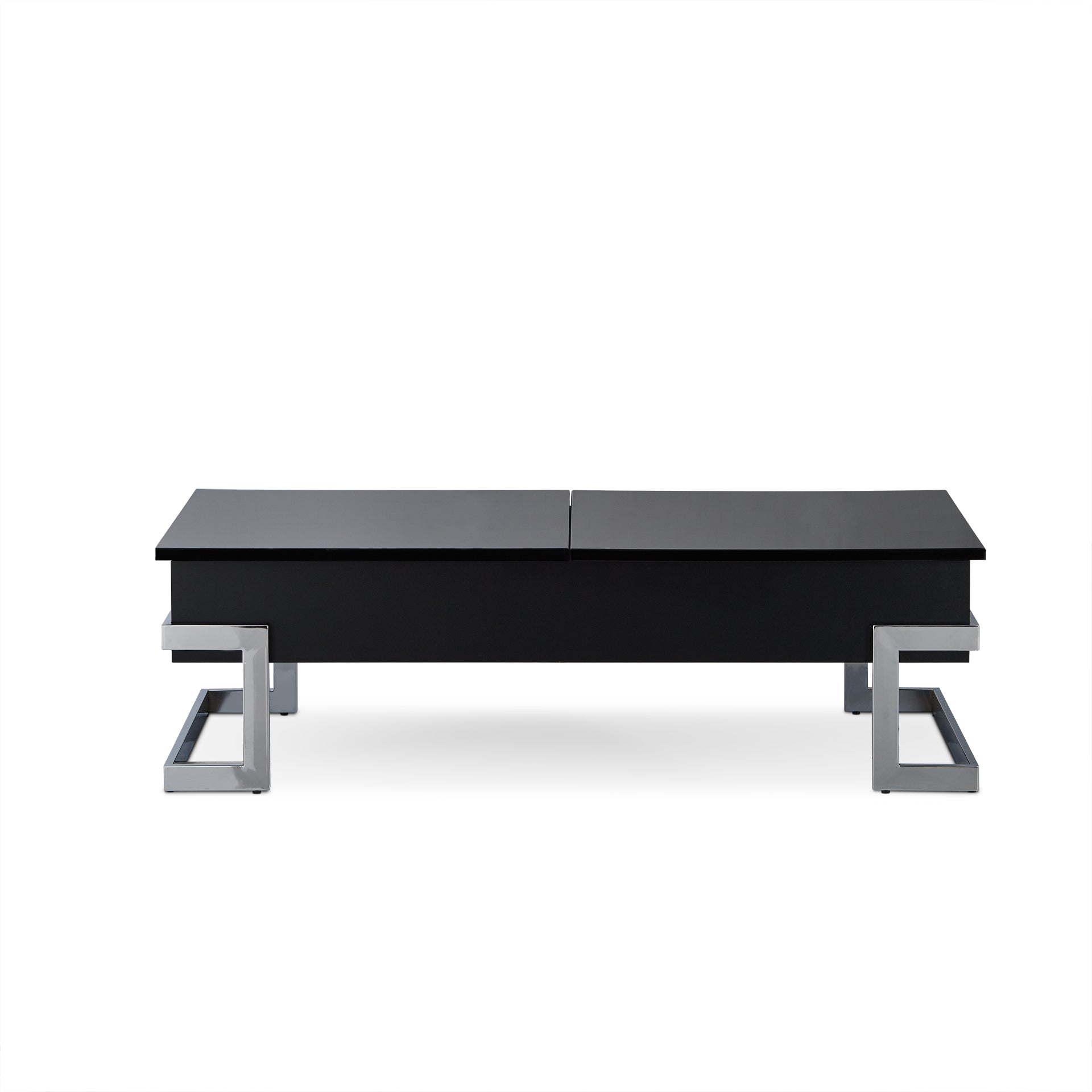 HomeRoots 47' x 20' x 14-24' Black And Chrome Particle Board Coffee Table