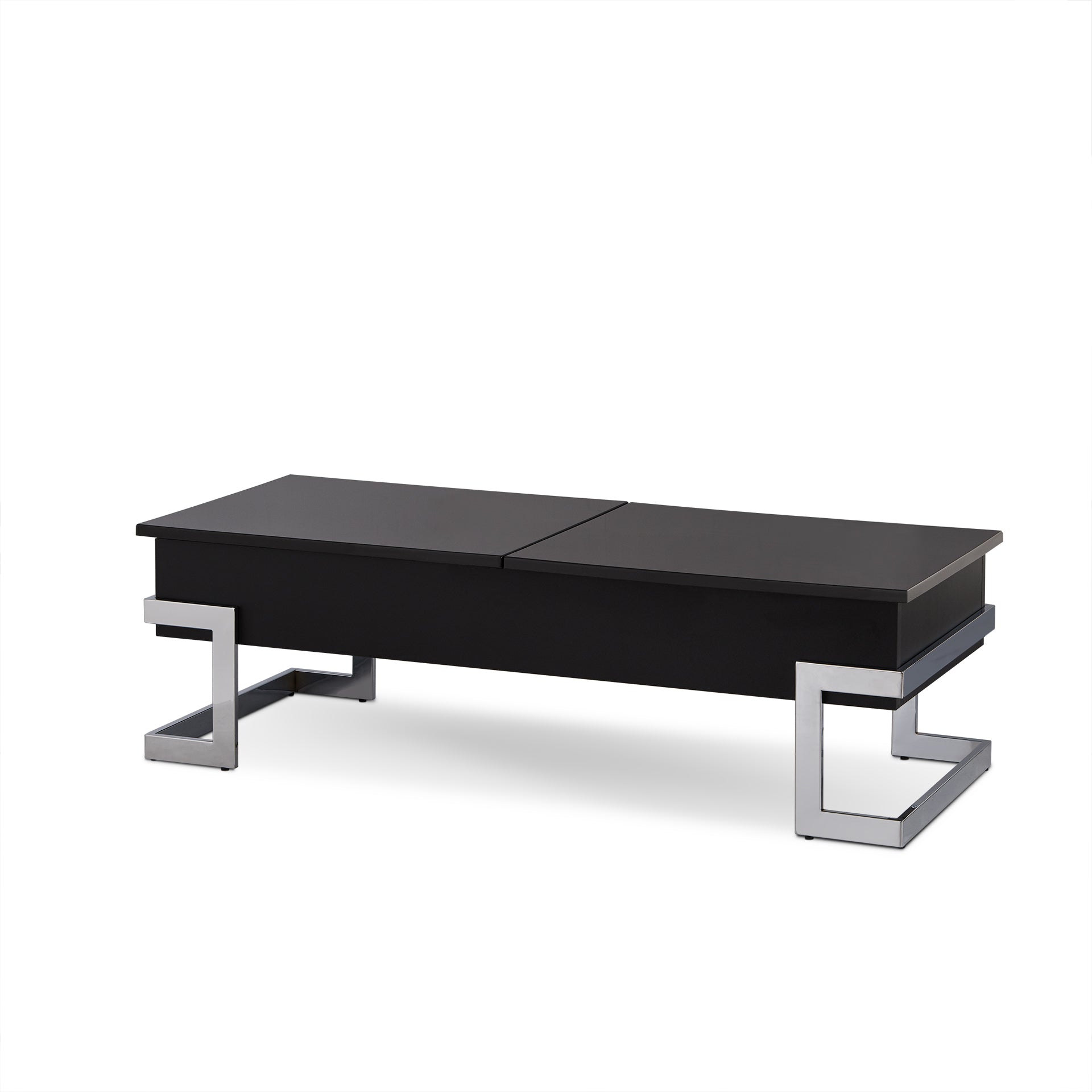 HomeRoots 47' x 20' x 14-24' Black And Chrome Particle Board Coffee Table