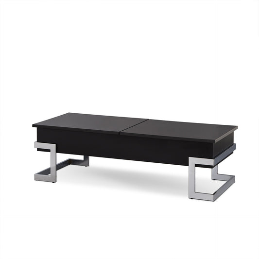 HomeRoots 47' x 20' x 14-24' Black And Chrome Particle Board Coffee Table