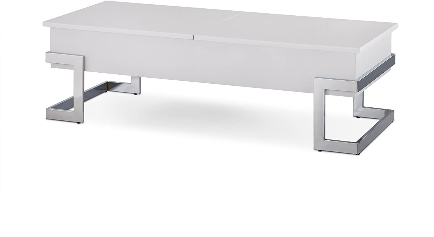 HomeRoots 47' x 20' x 14' White And Chrome Particle Board Coffee Table