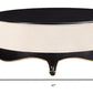 HomeRoots 47" x 47" x 19" Cream Fabric And Black Wood Cocktail Table With Upholstered Base