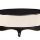 HomeRoots 47" x 47" x 19" Cream Fabric And Black Wood Cocktail Table With Upholstered Base