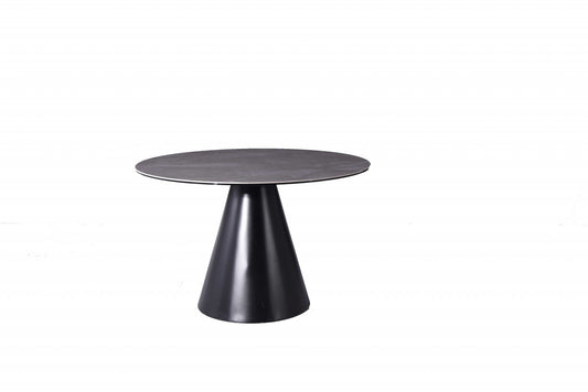 HomeRoots 47 x 47 x 30 Gray Glass Iron Dining Table