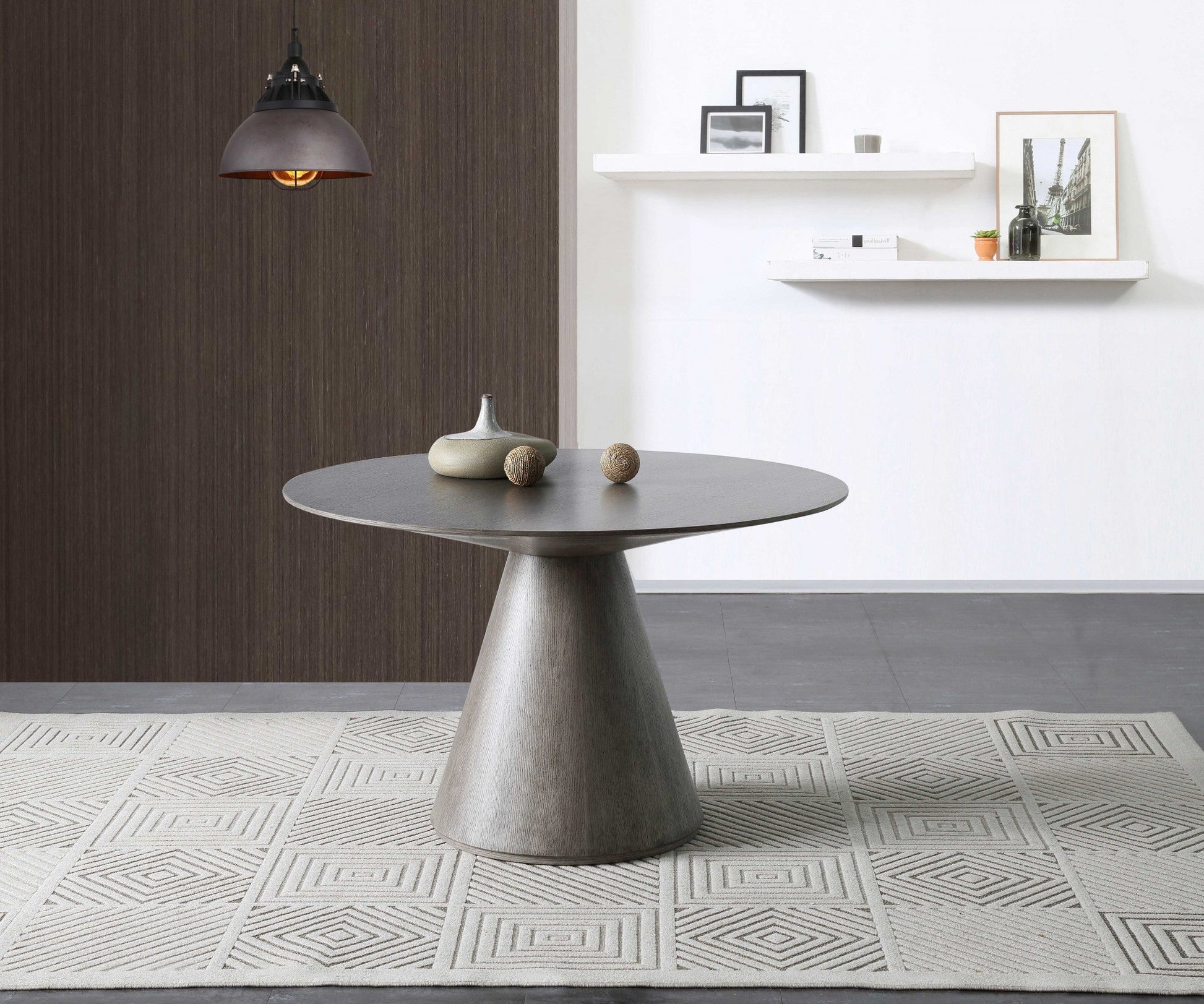 HomeRoots 47 x 47 x 30 Gray Oak Veneer Dining Table