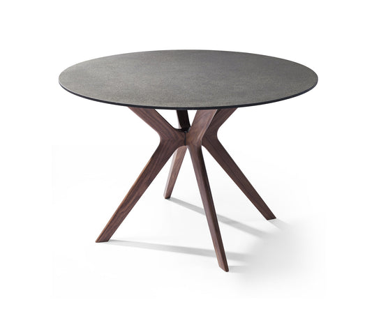 HomeRoots 47 x 47 x 30 Walnut Veneer Solid Wood Extendable Dining Table