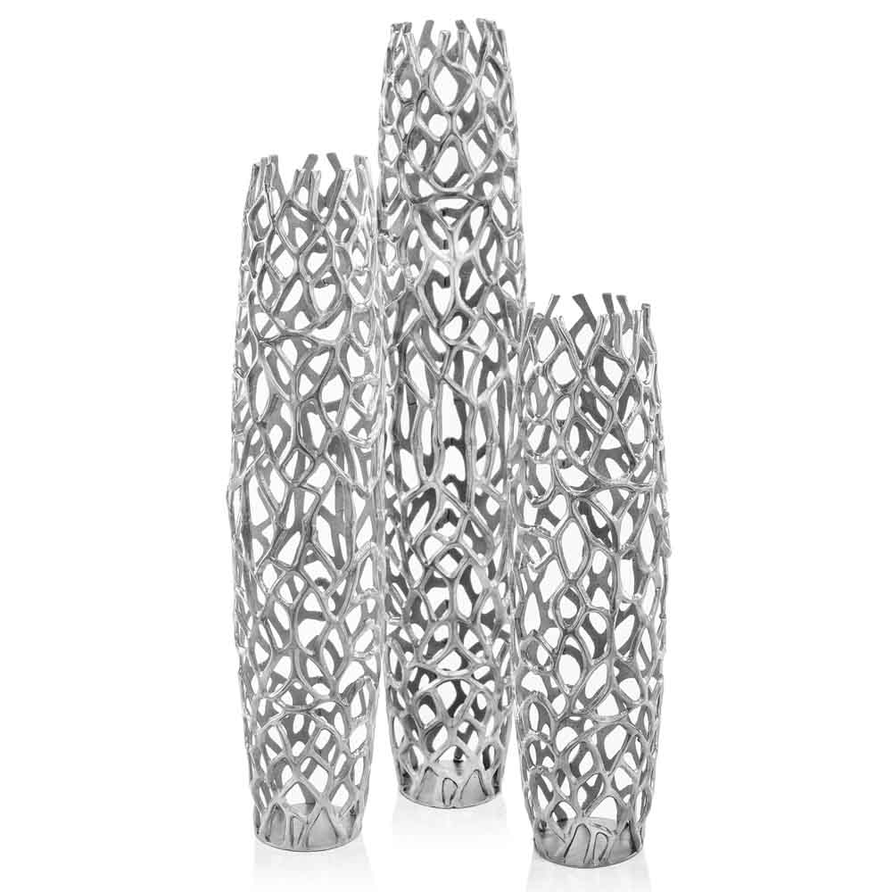 HomeRoots 47'H Rough Silver XXL Twigs Barrel Floor Vase