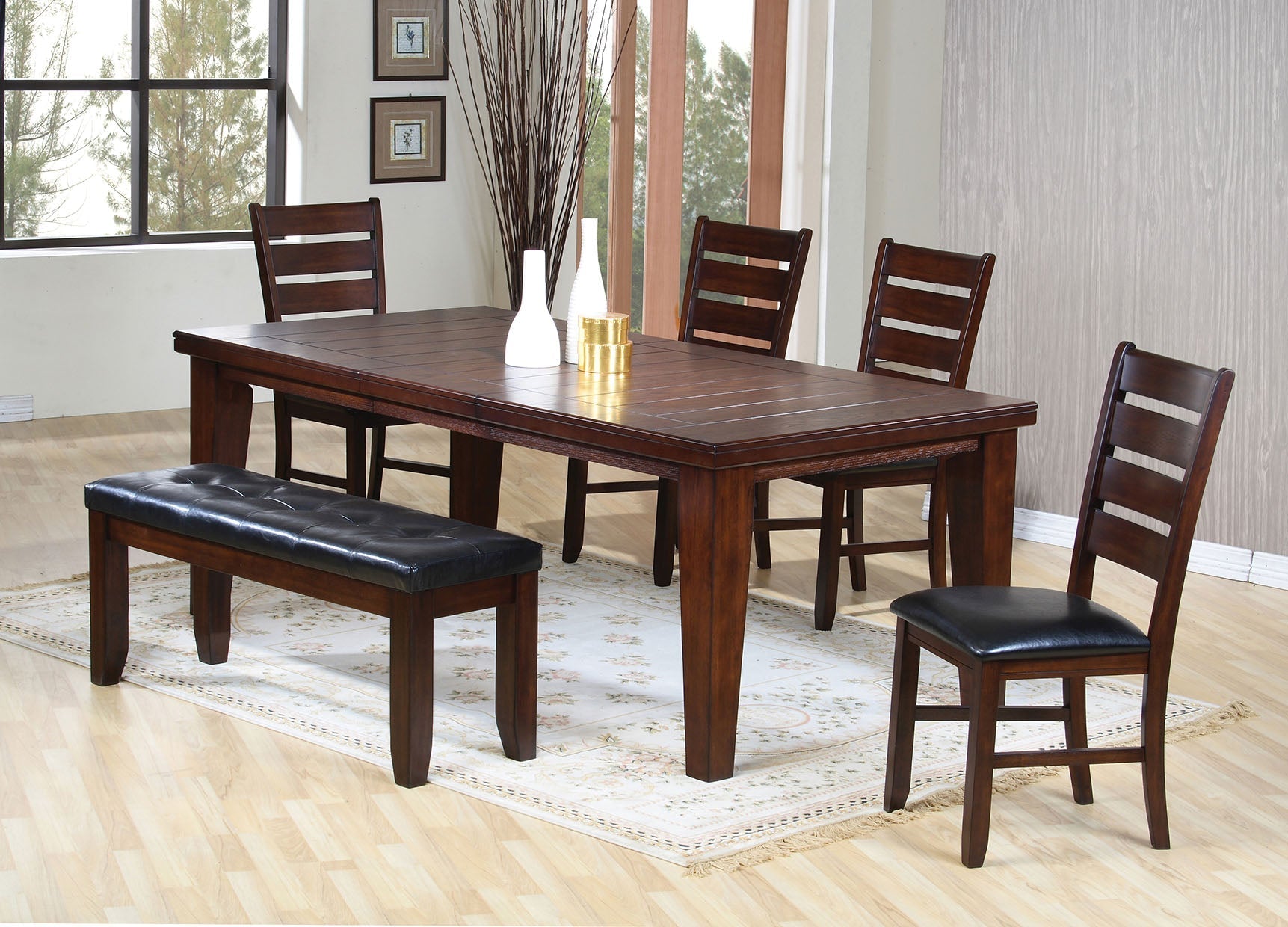 HomeRoots 48" Extendable Dining Table in Dark Brown Finish