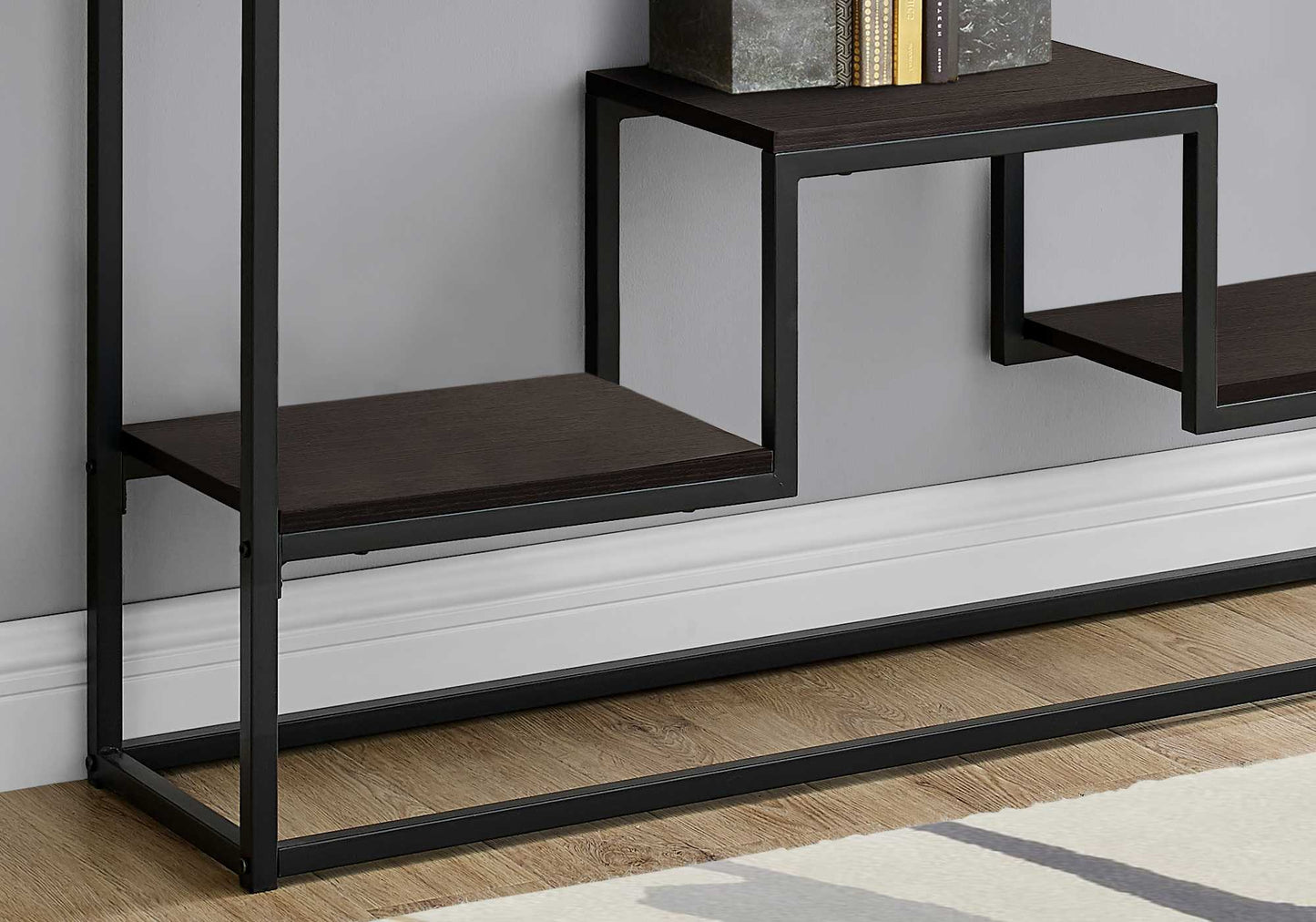 HomeRoots 48" Frame Console Table With Storage in Brown and Black Finish